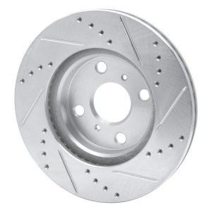 Scion iQ Brake Rotor (1) - Front Left - R1 Concepts - Drilled & Slotted - Silver - `06-`19